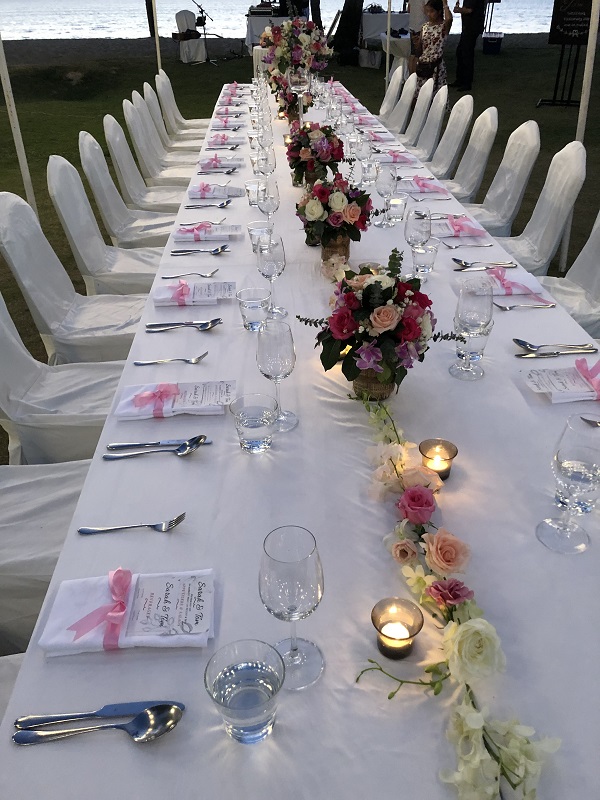 Wedding guest table arranged by Ivana during her Thailand work placement