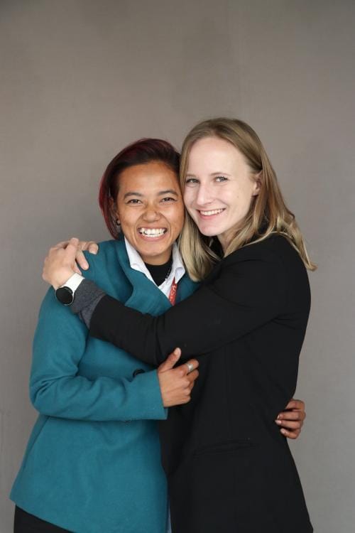 An intern with one of her work colleagues on placement in Nepal